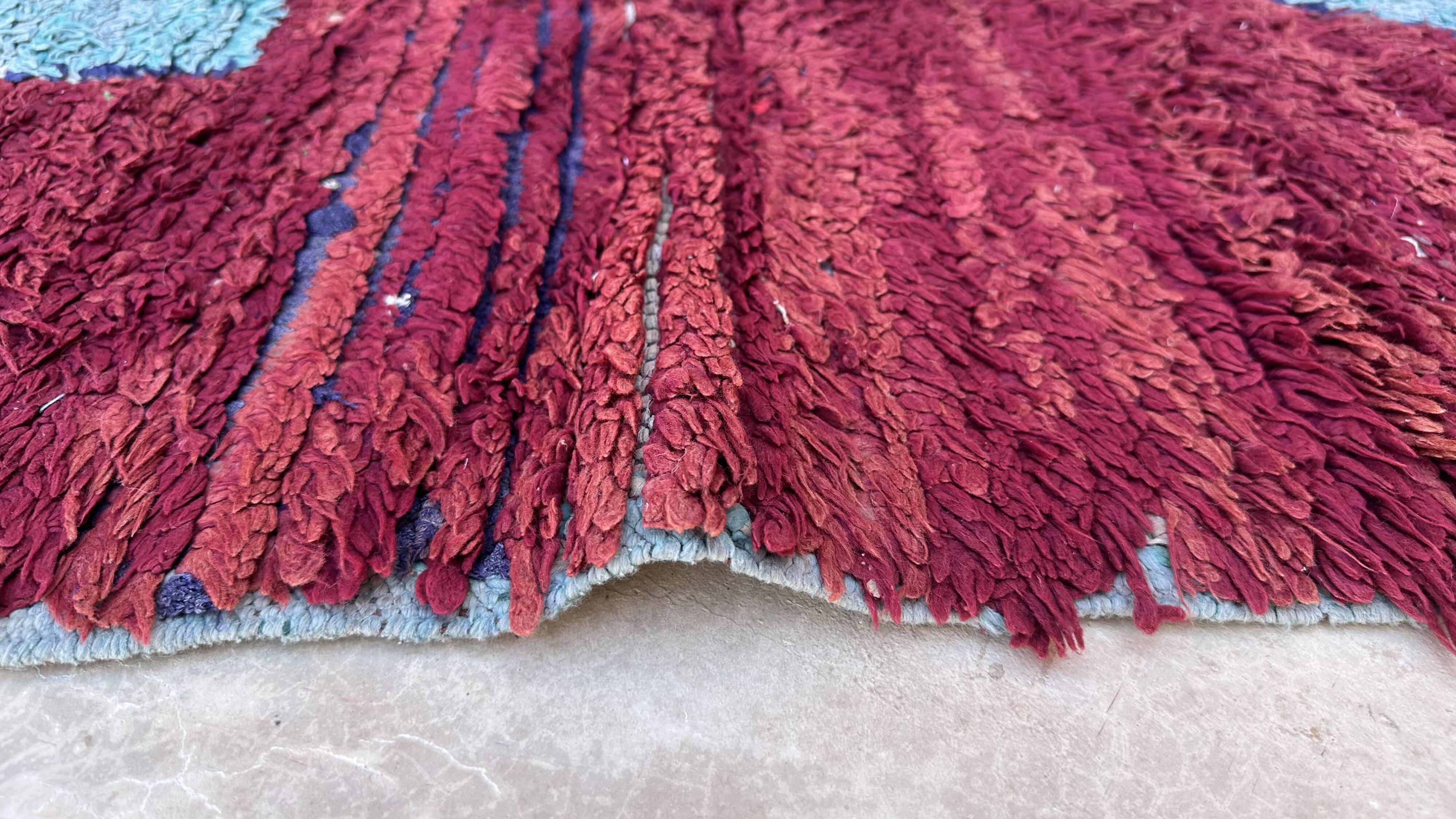 Red Boujad Moroccan rug - 110 x 323 cm