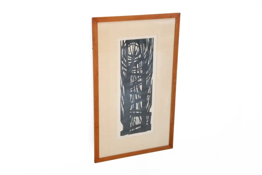 Woodcut titled 'Trees' from 1963