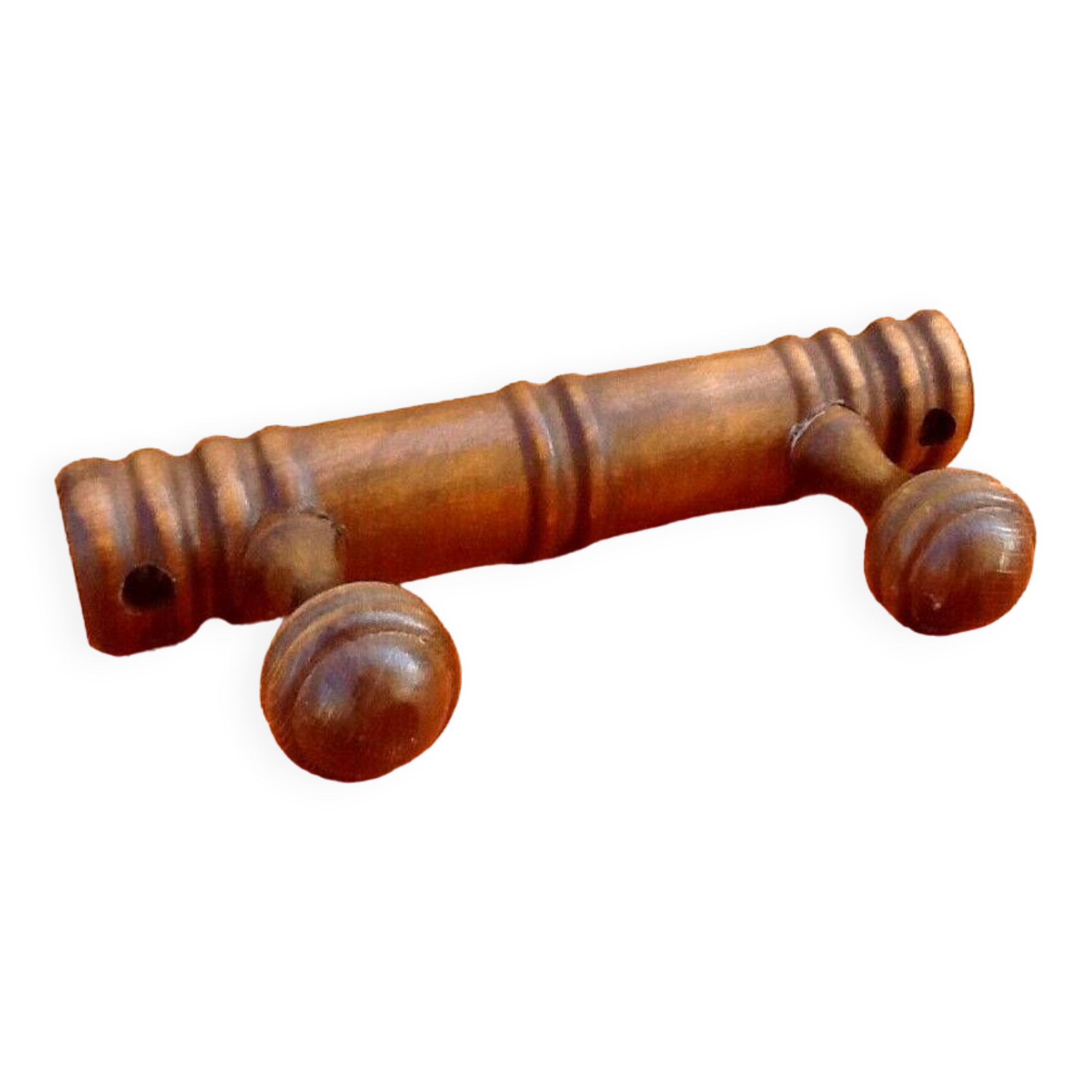 Wall coat rack with 2 coat hooks Turned wood