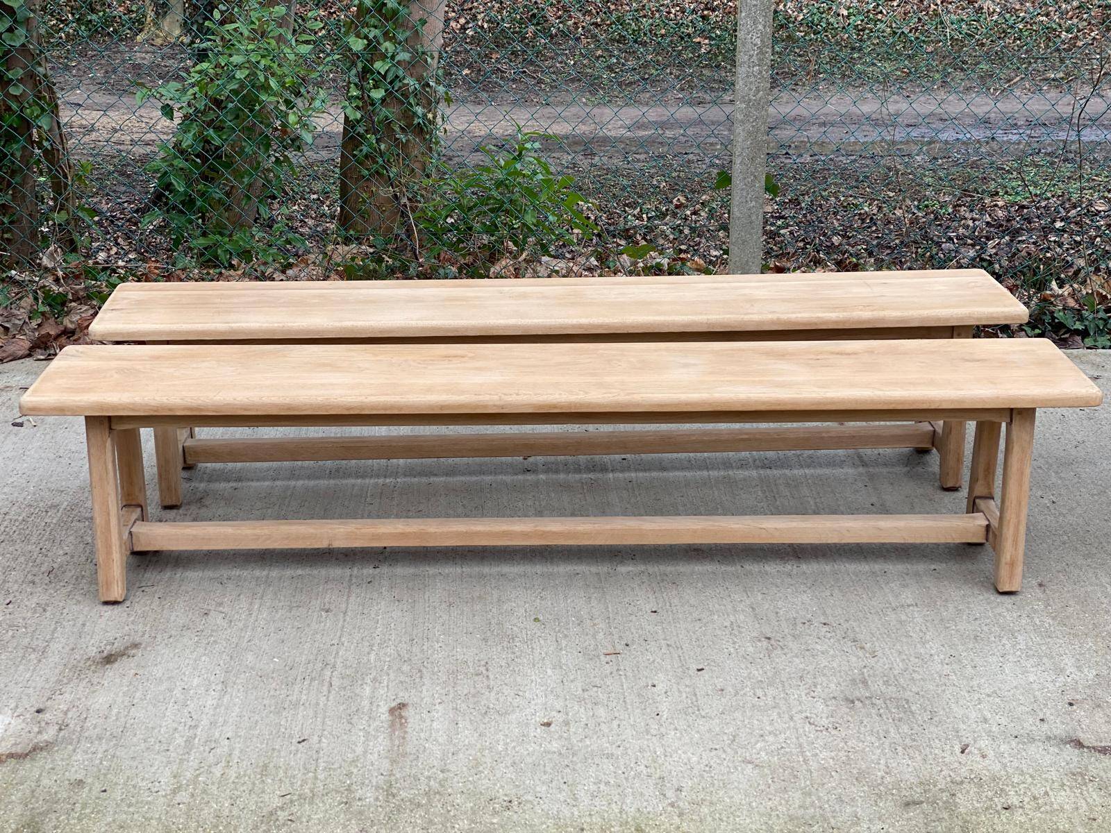 Extendable farmhouse table renovated in solid raw oak 2 drawers 2 benches 20
