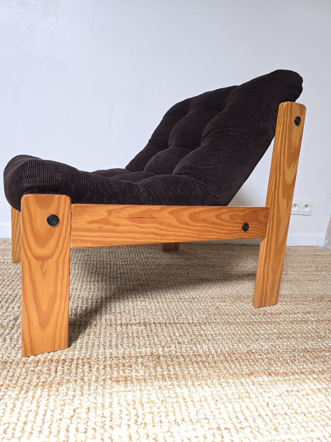 Pine/corduroy armchair