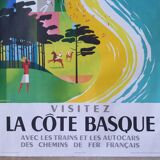 Old poster SNCF La Côte Basque J. Jacquelin 1964