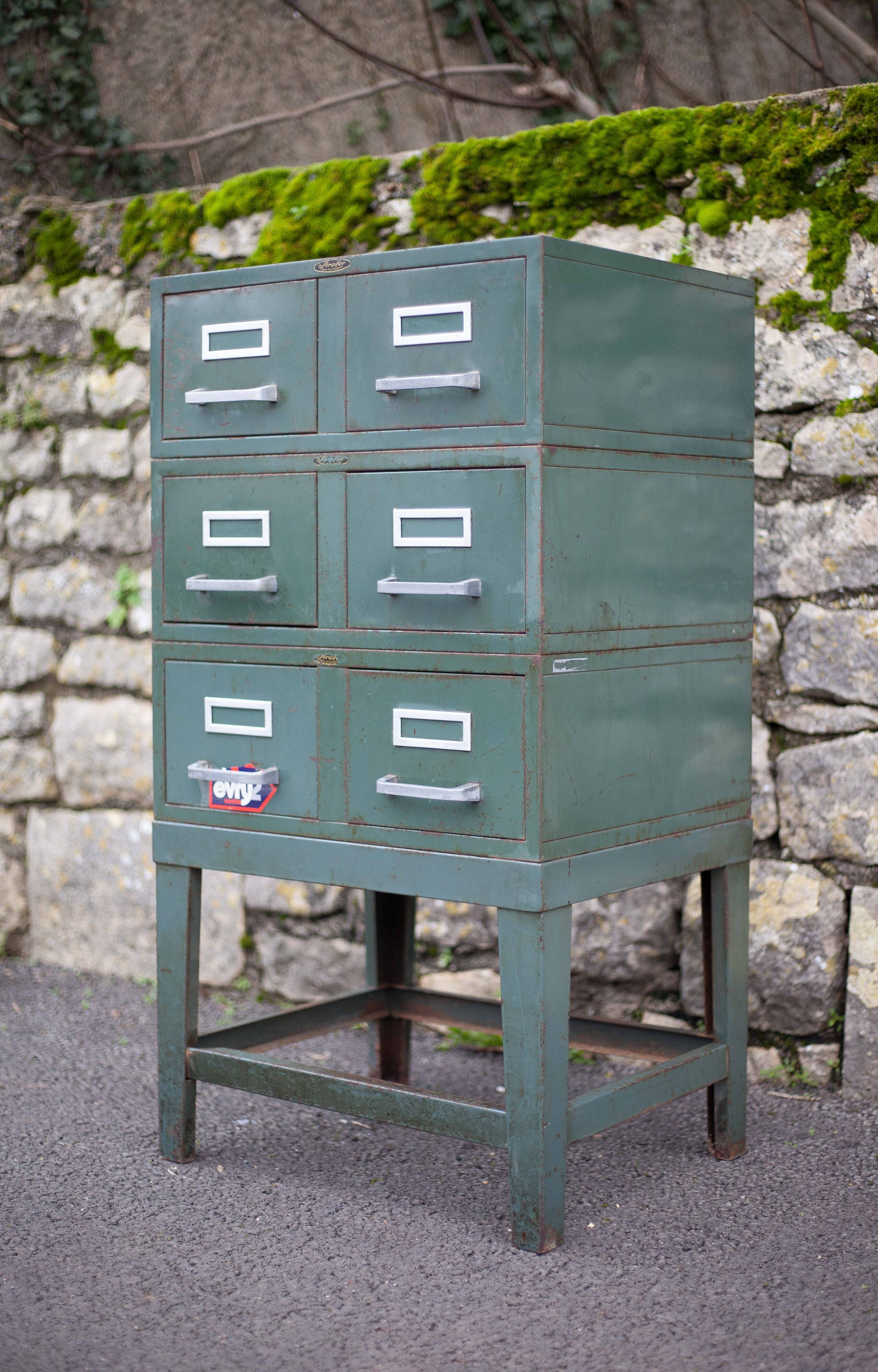 Vintage Strafor furniture, 6-drawer furniture, vintage metal furniture, industrial, loft decor, 50's