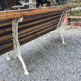 Cast iron and oak slatted garden bench