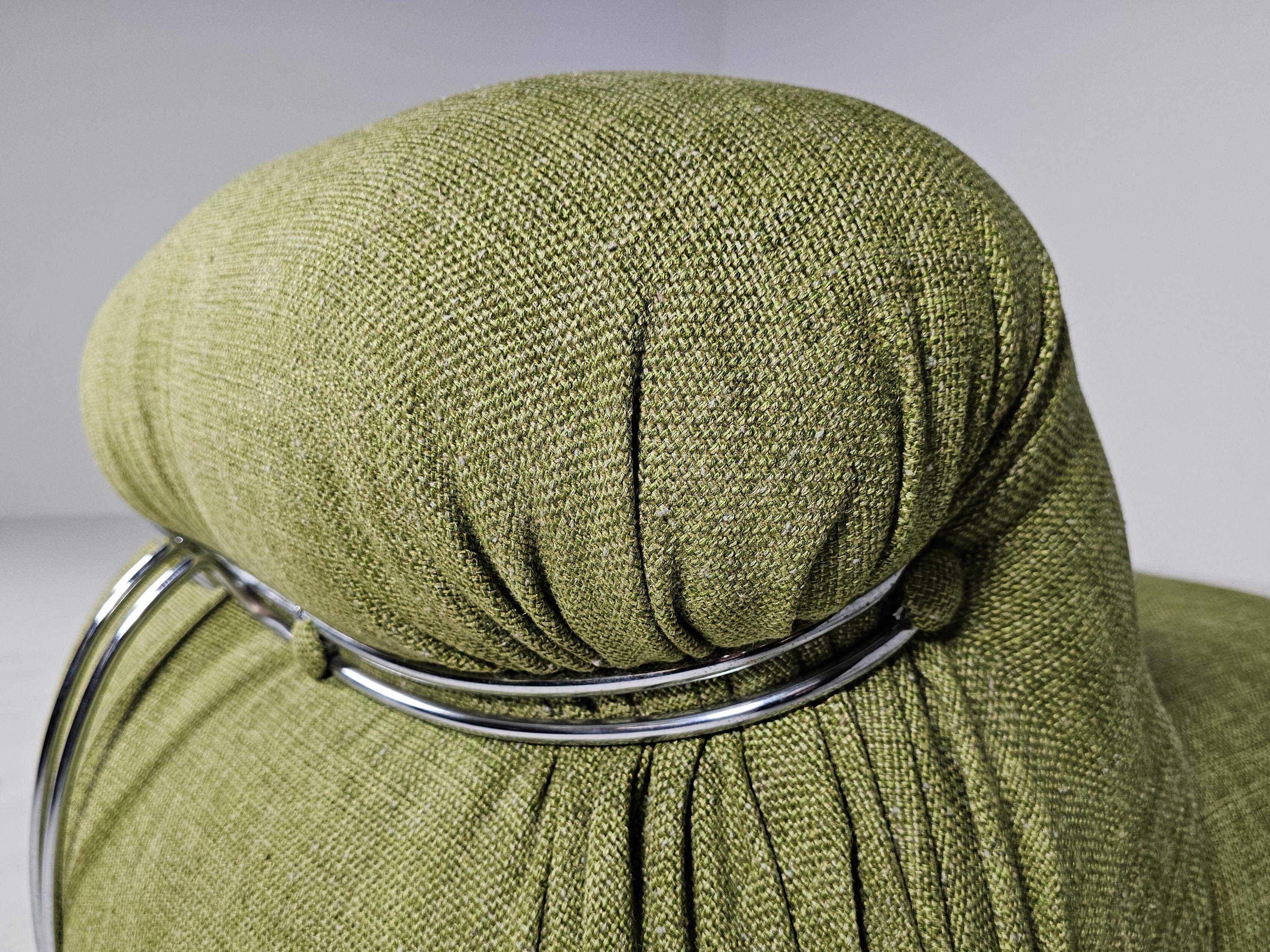 Green linen Soriana chaise longue, Afra & Tobia Scarpa, Cassina, 1970