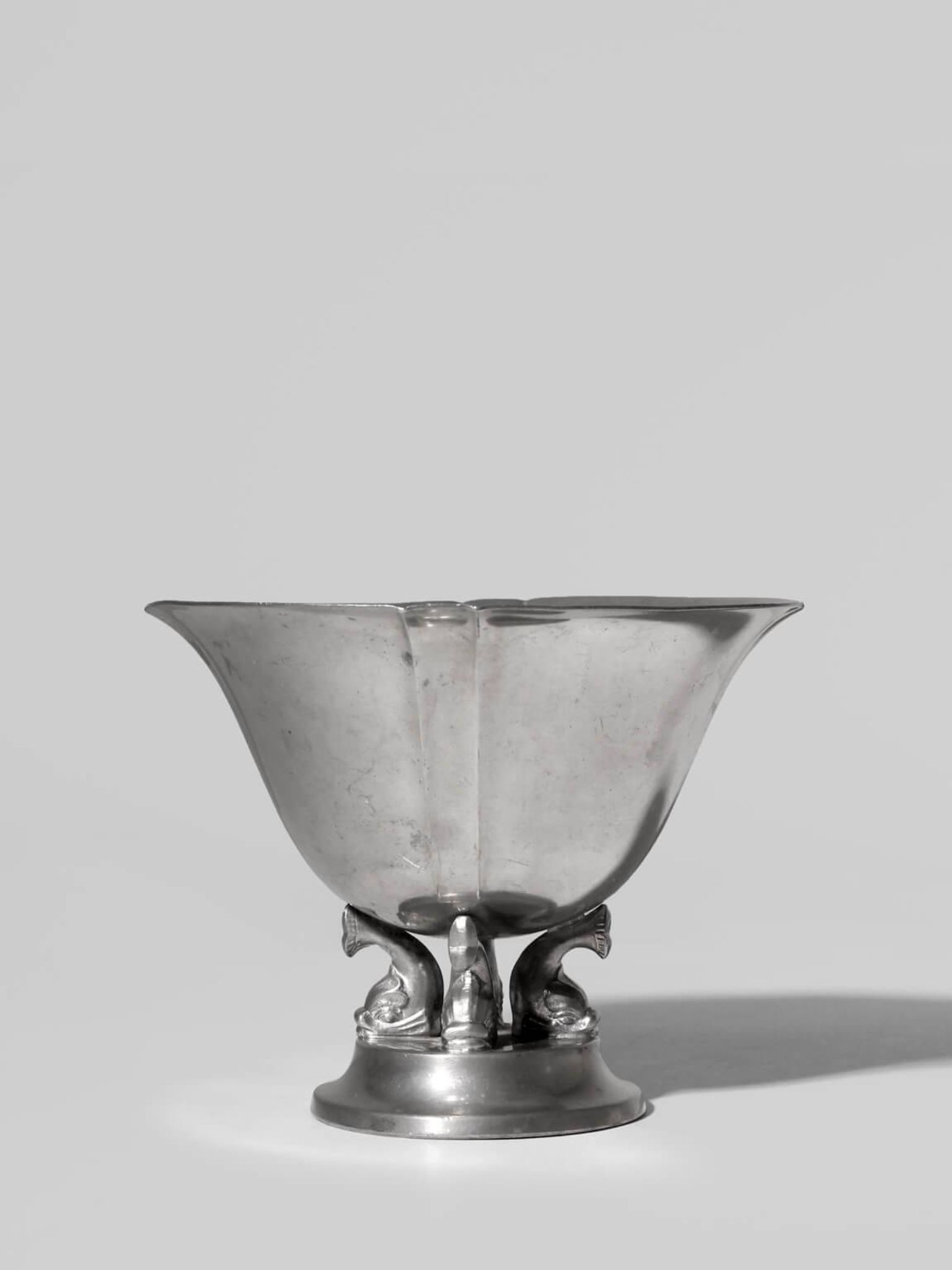 Art Deco Pewter Dolphins Bowl From GAB, 1935, Sweden