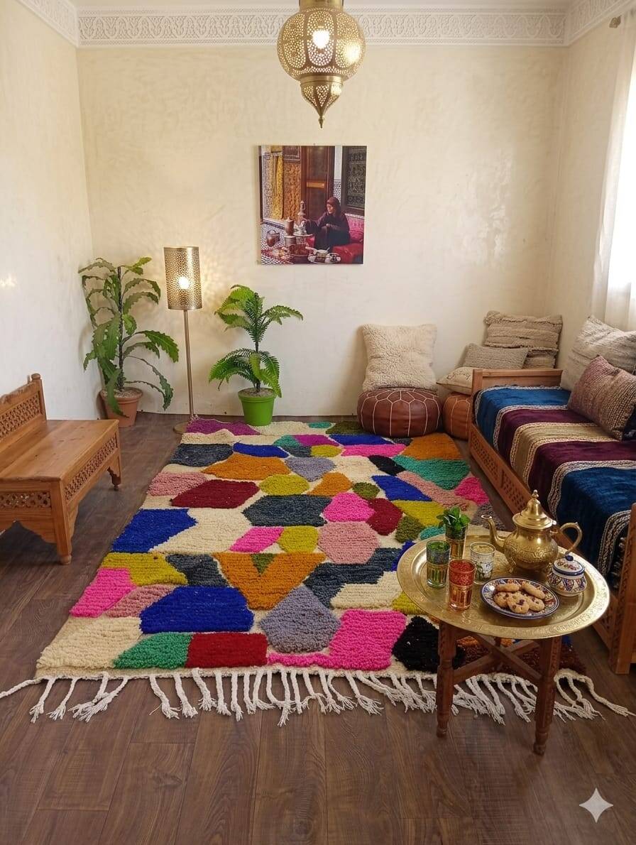 Beni Ouarain rug artisanal – unique contemporary Berber piece