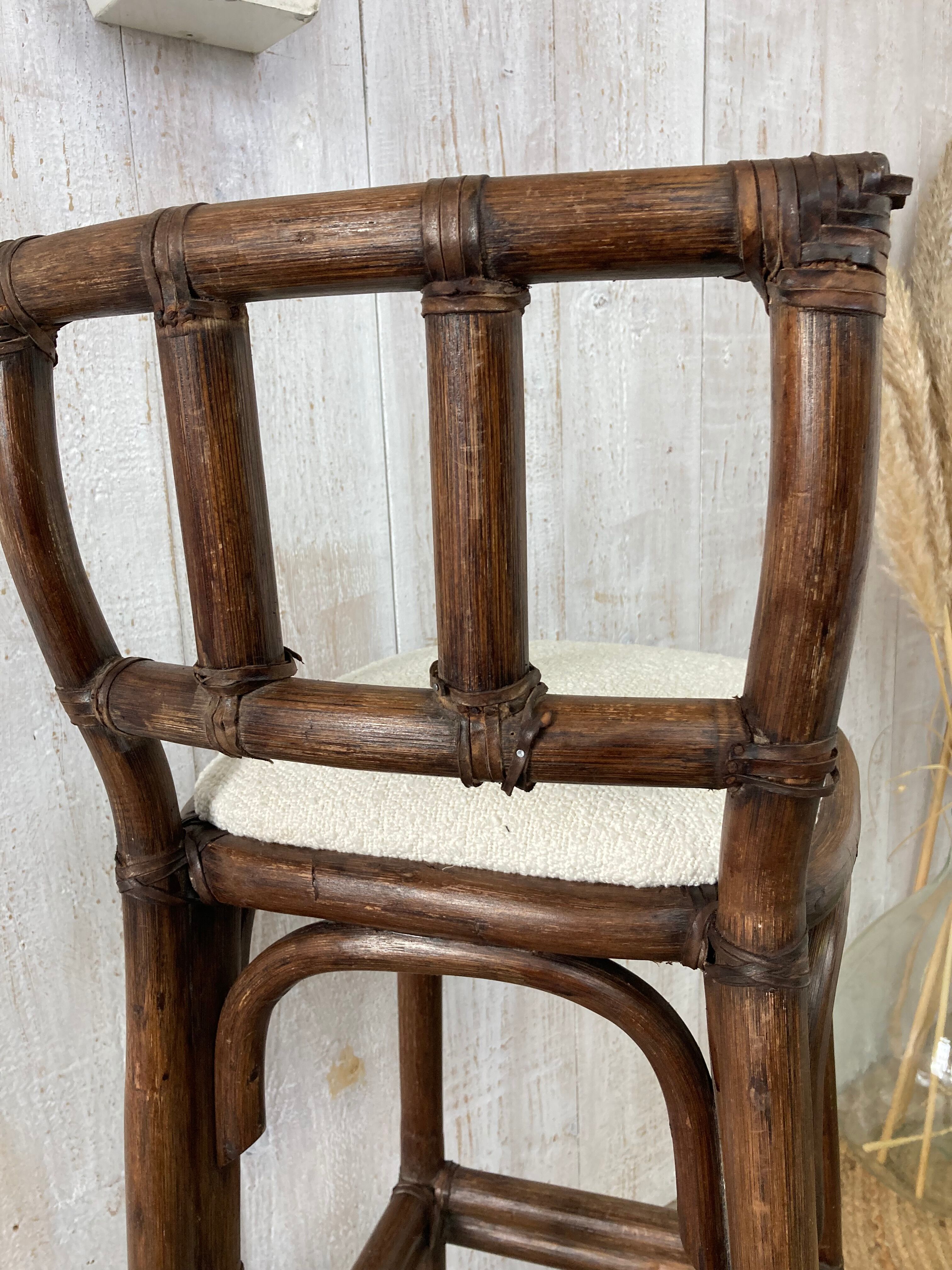 Tabouret rotin vintage