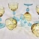 6 anciens verres à vin eau bicolores George Sand