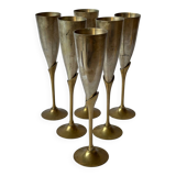 Set de 6 flûtes de champagne en laiton, 1970