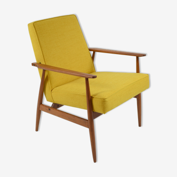 Vintage clube armchair "Fox", Bystrzycka Furniture Factory, totally renovated, 70s, yellow color