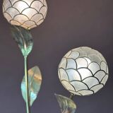 Floral floor lamp in brass and Capiz mother-of-pearl, 1970