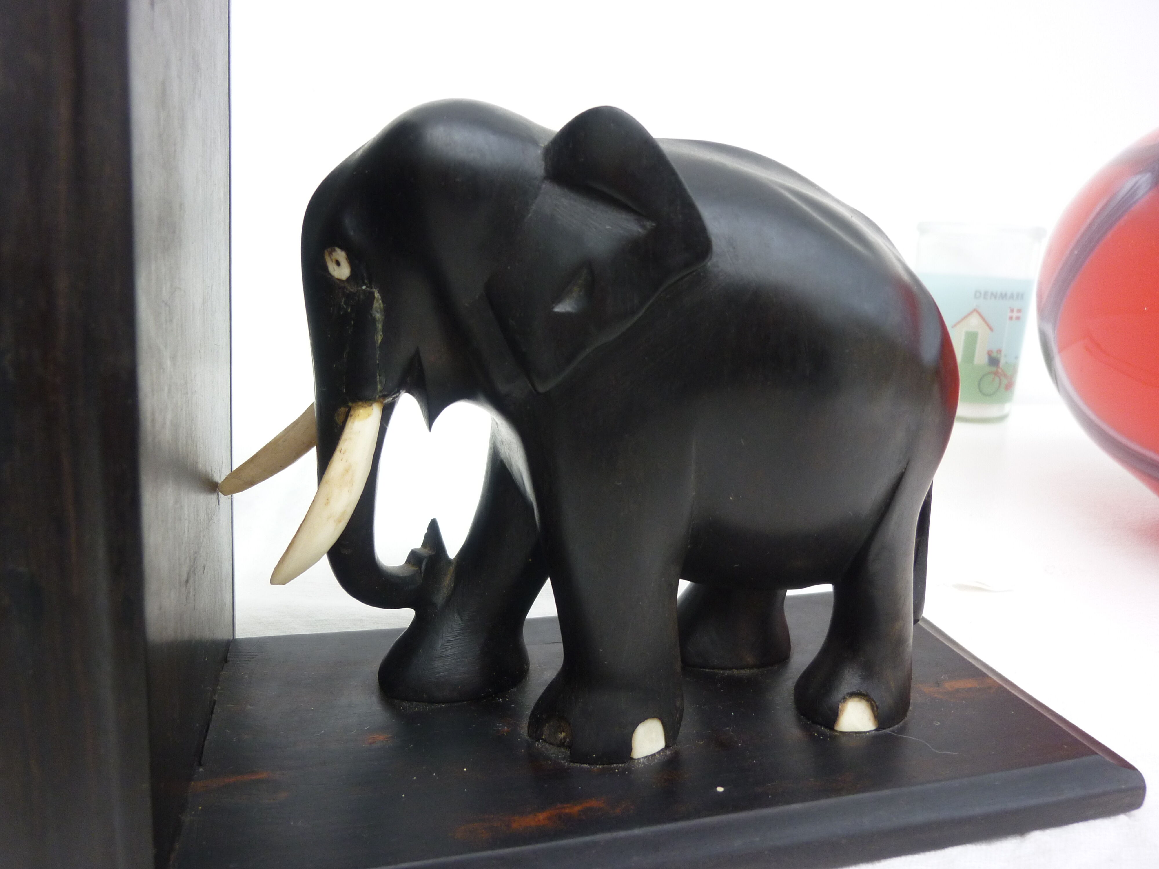 Former pair of ART DECO book greenhouses with ebony elephant motifs