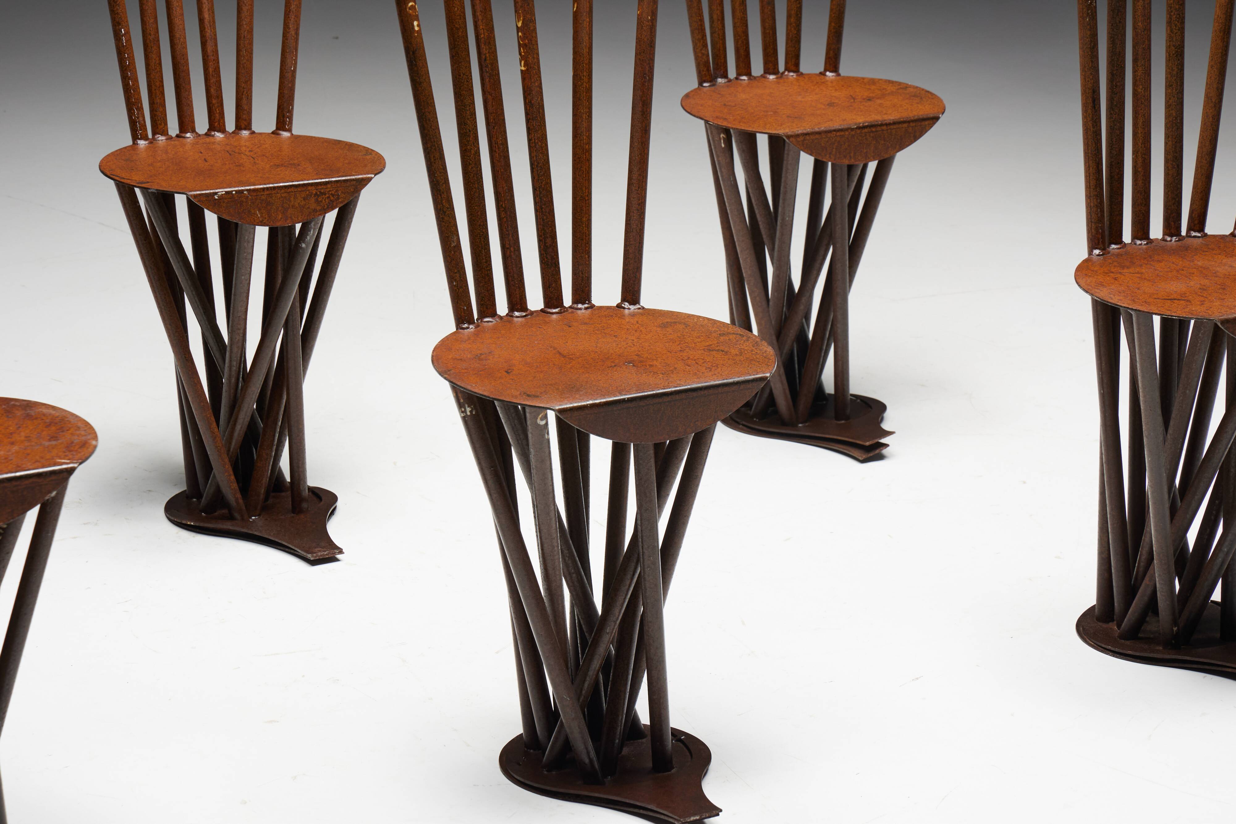 Industrial Wabi Sabi Primitive Chairs, France, 1950s