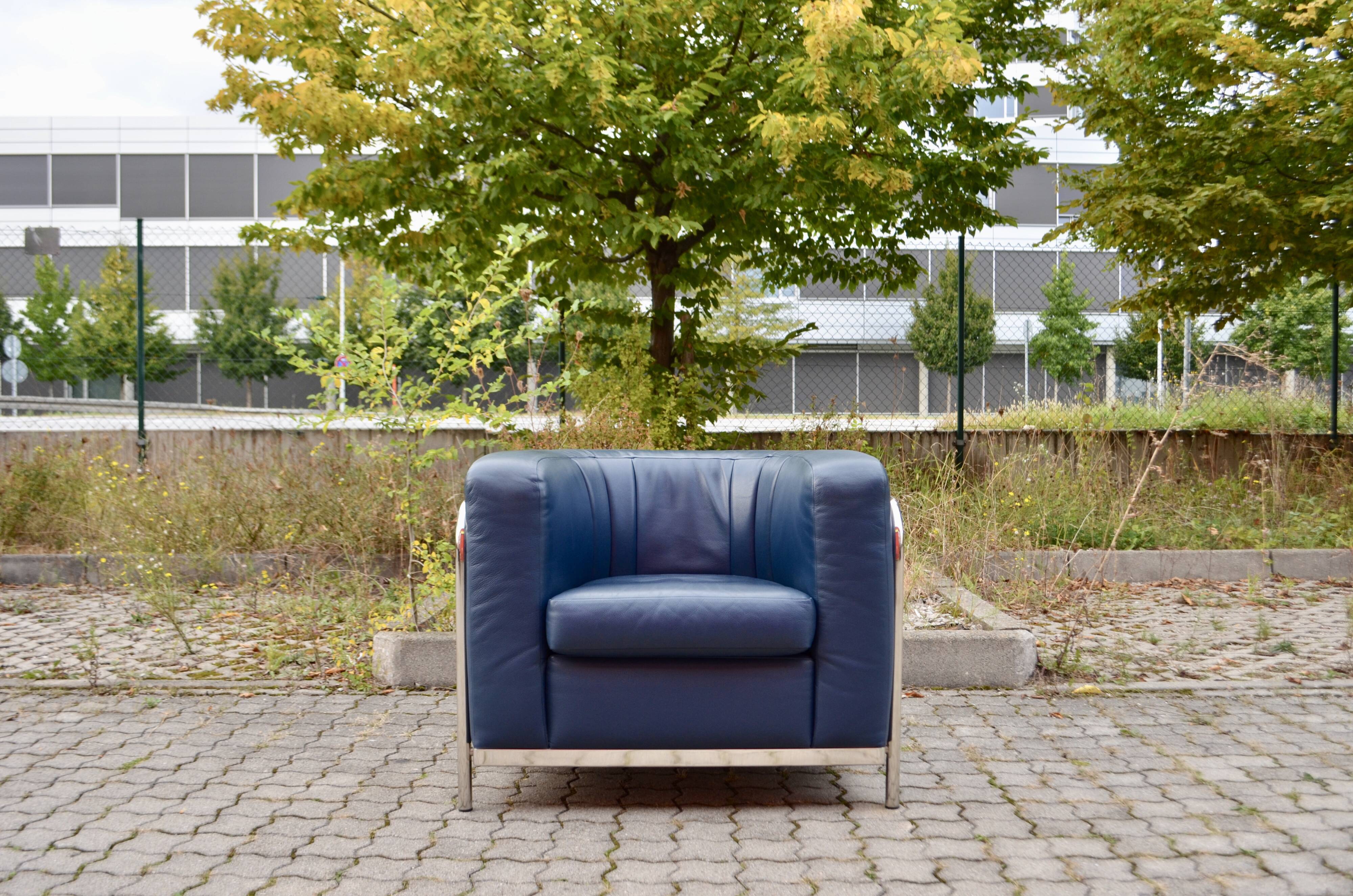 Zanotta Onda set Sofa & 2 Chairs blue leather