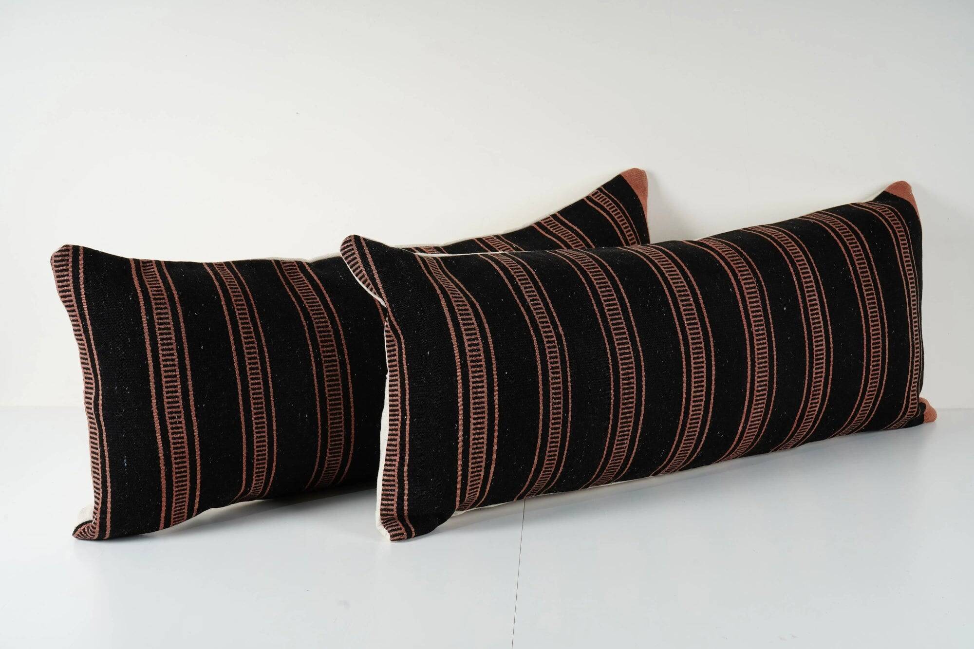 Lot de 2 housses de coussin kilim vintage 41x102 cm