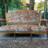 19th-century floral velvet bench