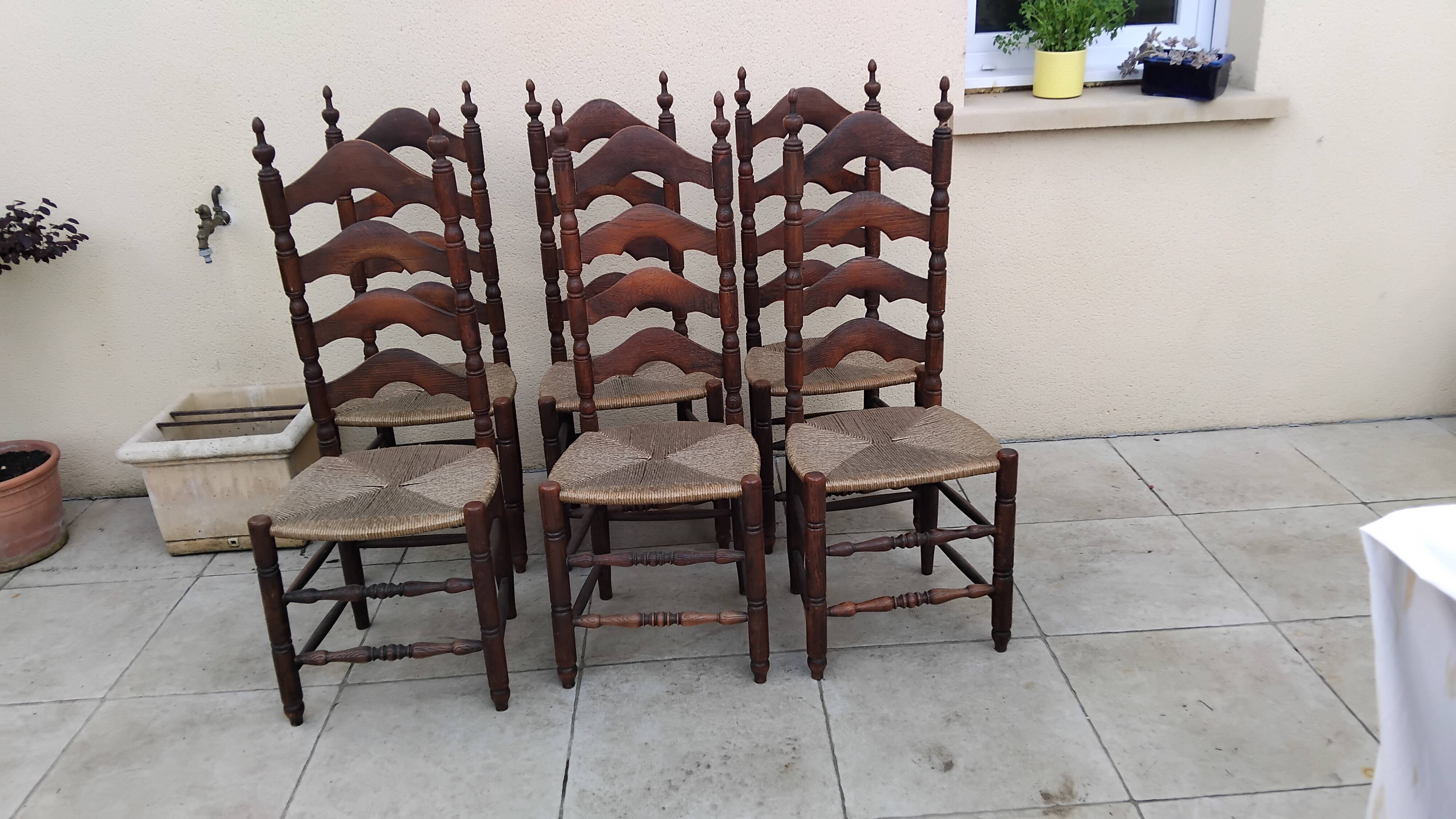 6 antique vintage oak monastery chairs