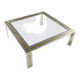 Square coffee table in brass, chrome and glass by Renato Zevi, Italy, 1970s