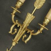 Large pair of arrow sconces and eagle heads in Empire style - gilded bronze
