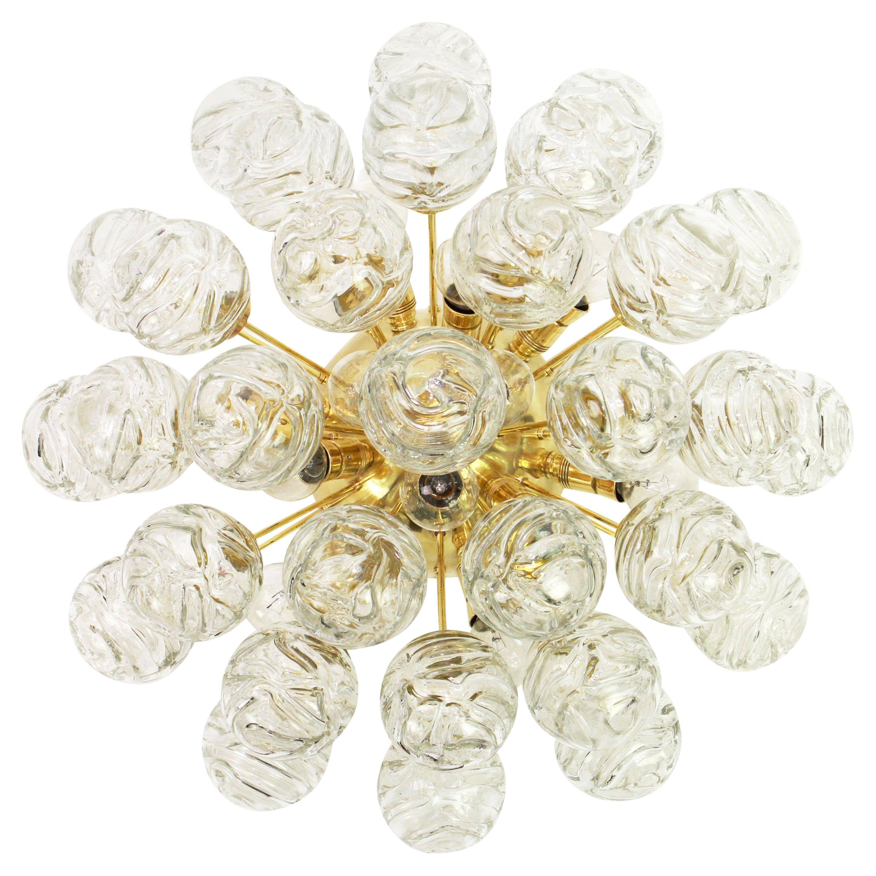 Spectacular Sputnik ceiling light with glass snowballs by Doria, Germany, 1970s