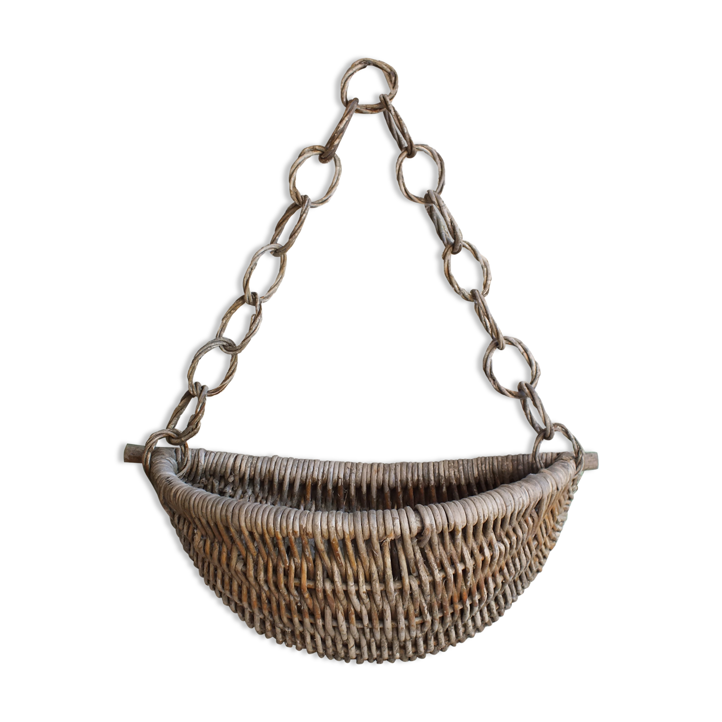 Wall planter, vintage wicker plant door