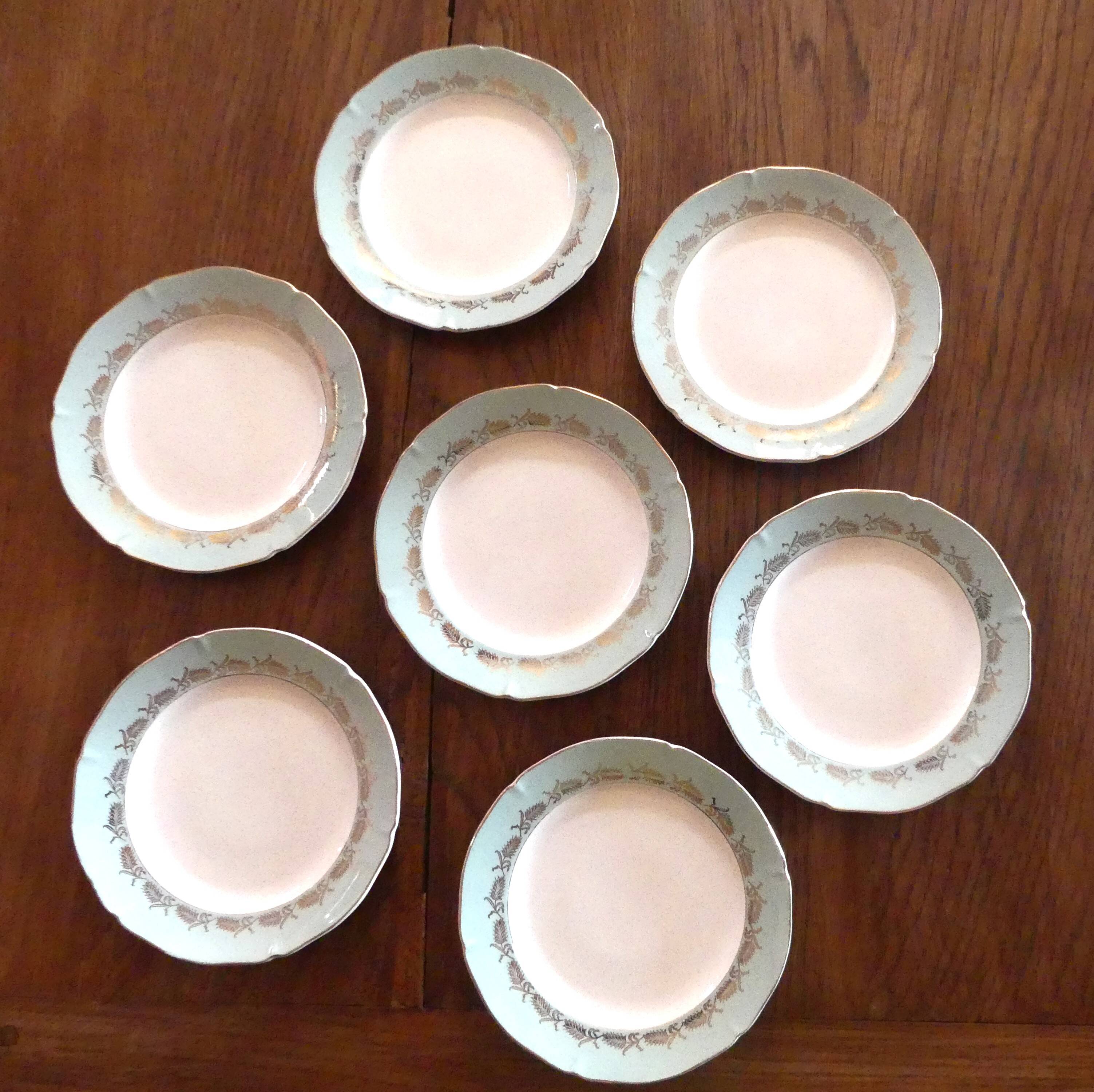 Set of 7 "Picardie" plates from Ceranord in semi-porcelain.