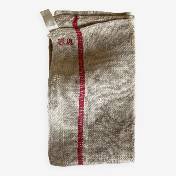 HM embroidered 1950 hemp tea towel