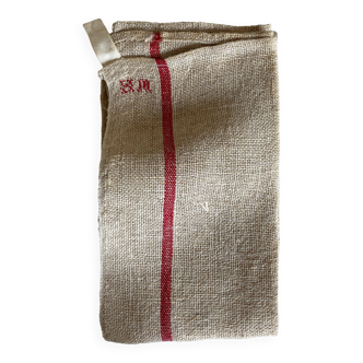 HM embroidered 1950 hemp tea towel