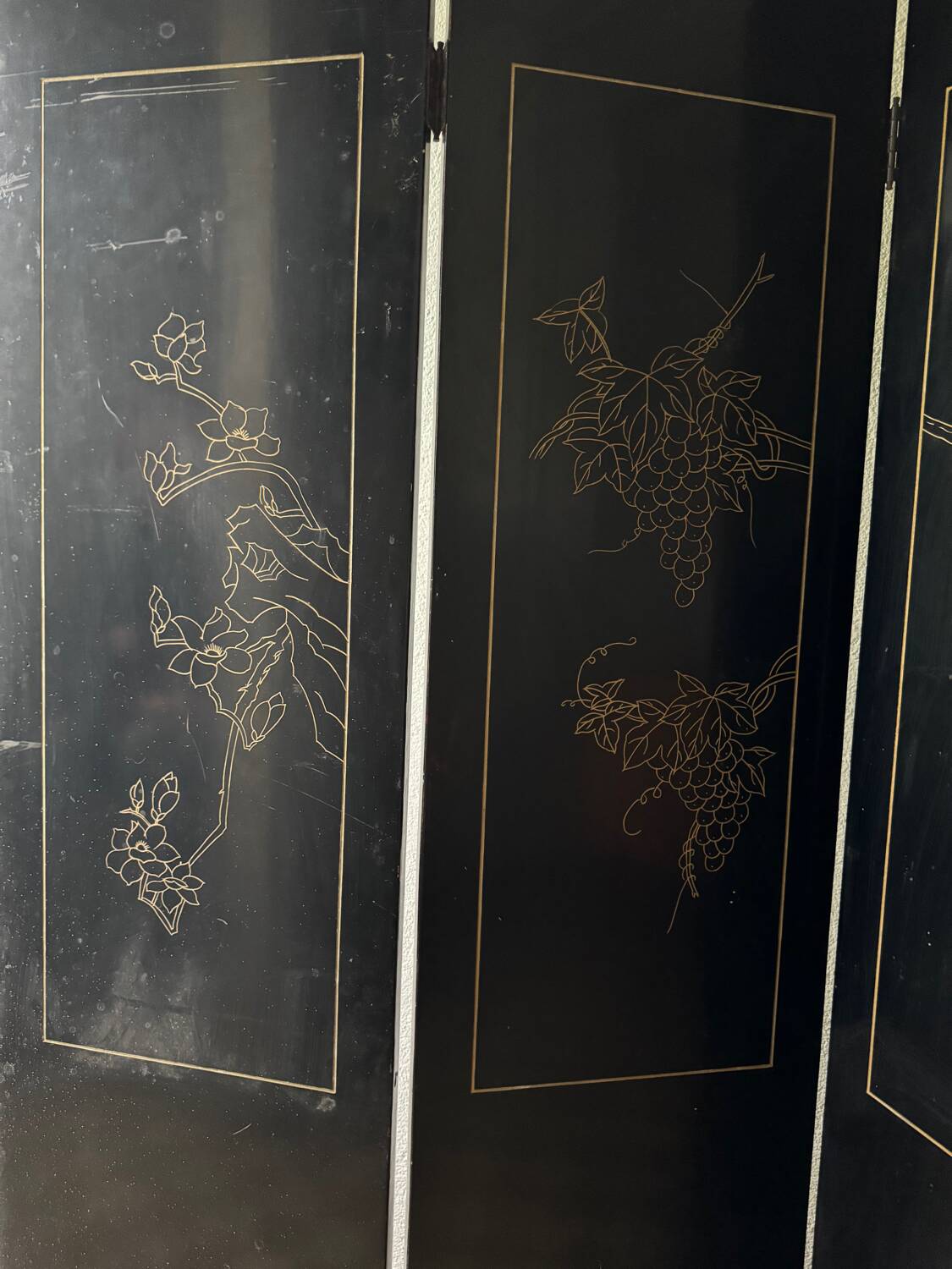 Antique Chinese lacquer screen