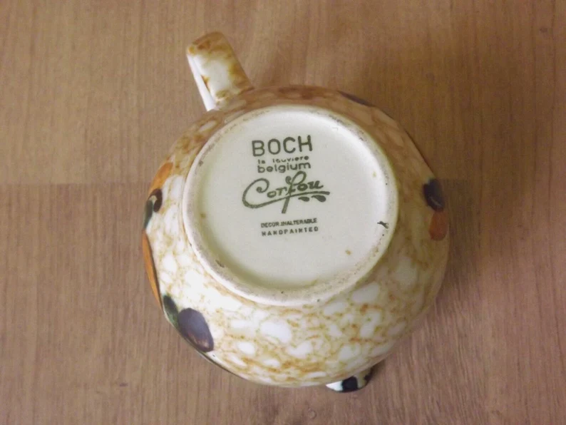 Vintage Boch La Louvière Corfou Collection 3-Piece Coffee Pot Bowl Jug Set