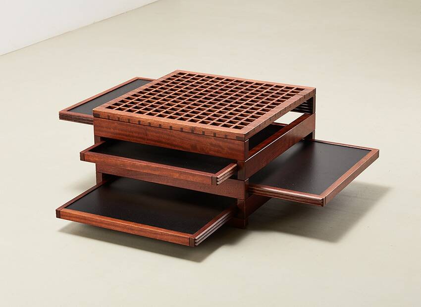 Table basse Tetra de Bernard Vuarnesson pour Bellato Italie, années 1980