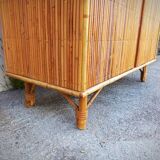 Rattan glazed bookcase