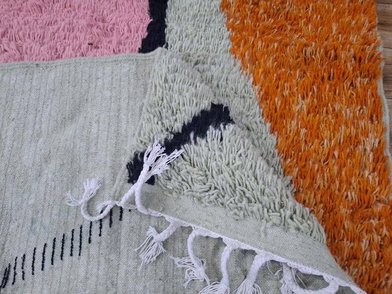 Tapis en laine pure artisanale traditionnelle taille 100 x 200 cm