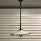 Brass and opaline pendant lamp