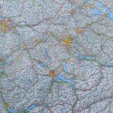 Very large Swiss road map on tole - 126 x 86.5 cm