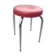 Stool tubing metal chrome seat imitation leather red vintage