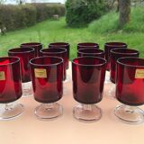 12 red vintage stemmed glasses