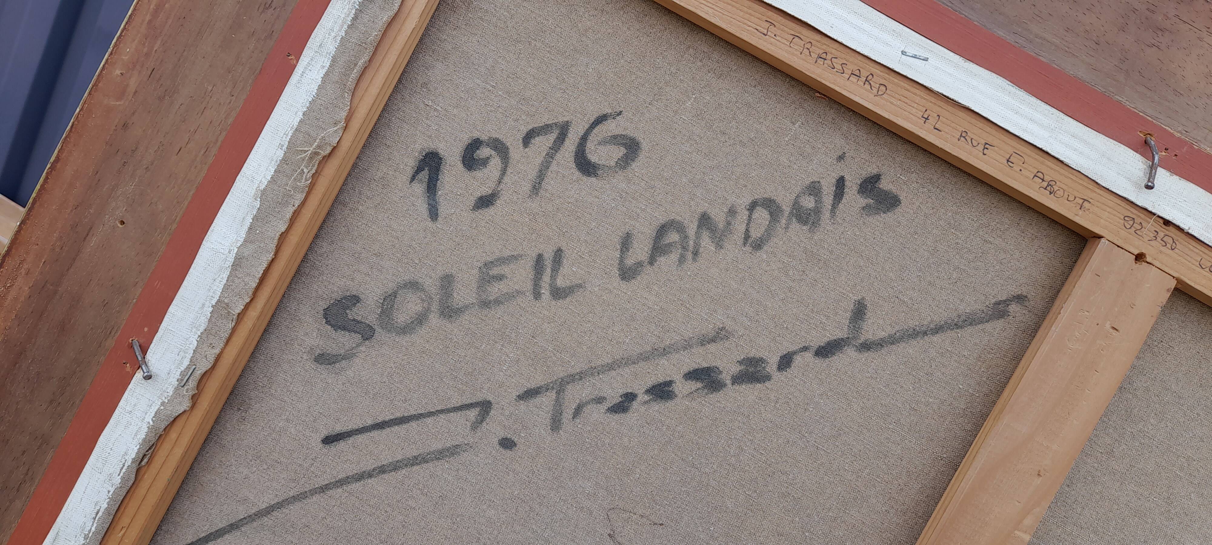 Framed oil on canvas signed J. Trassard Soleil Landais L 80.5 cm