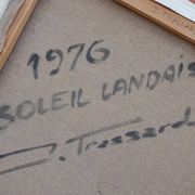 Framed oil on canvas signed J. Trassard Soleil Landais L 80.5 cm