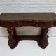 Biedermeier mahogany wall console table or desk with leather inlay top and drawer