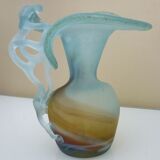 Pitcher vase in blown glass paste, free form, design of the twentieth century