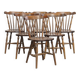 Ensemble de 6 chaises à fuseaux en bois antiques