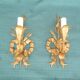 Pair of wall lamps gold patinated vintage metal