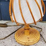 Rattan and bamboo table lamp from the 70s
