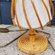 Lampe de table en rotin et bambou des années 70