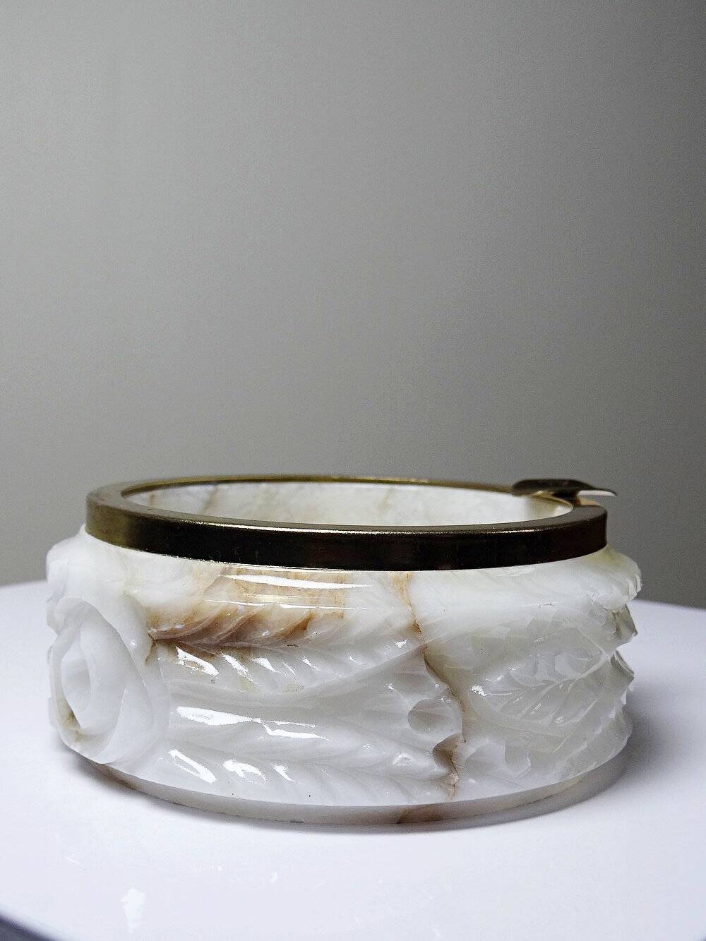Small vintage carved alabaster ashtray from the Hollywood Regency/Mid Century