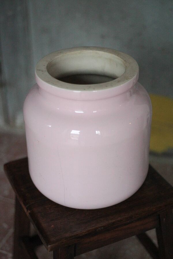 Pot porcelaine XL, jarre porcelaine rose,vase, rangement, déco