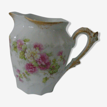 Pichet pot à lait verseur décor petites fleurs roses Limoges porcelaine