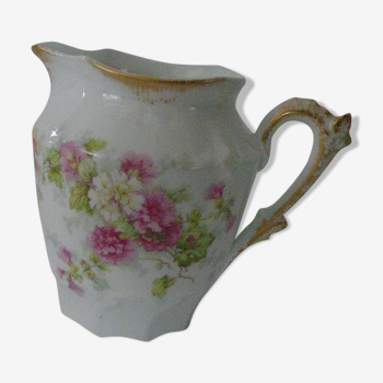 Pitcher - pouring milk pot decorating small pink flowers Limoges porcelain